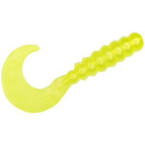 Mr. Crappie 2in Curly Tail Grub - Hot Chartreuse, 2in, 15 Pack