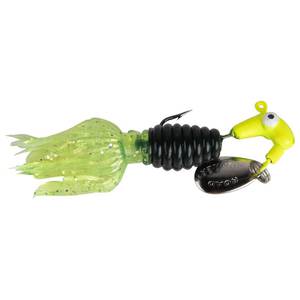 Team Crappie Crappie Tamer Underspin Jig- Chartreuse/Black/Chartreuse Sparkle, 1/16oz