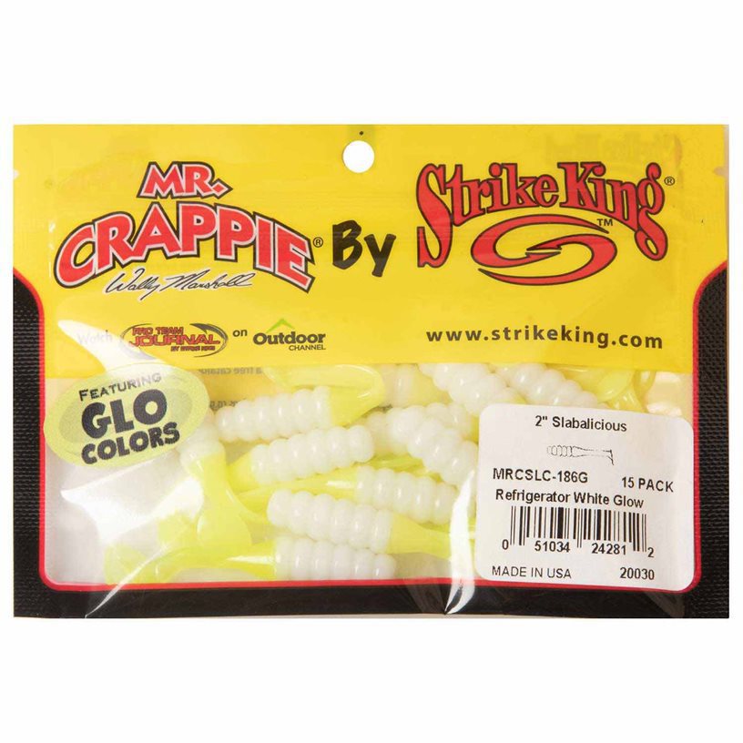 Mr. Crappie Slabalicious Crappie Bait - Refrigerator White, 2in, 15 Pack - Refrigerator White Mr. Crappie Slabalicious Crappie Bait - Refrigerator White, 2in, 15 Pack - Refrigerator White