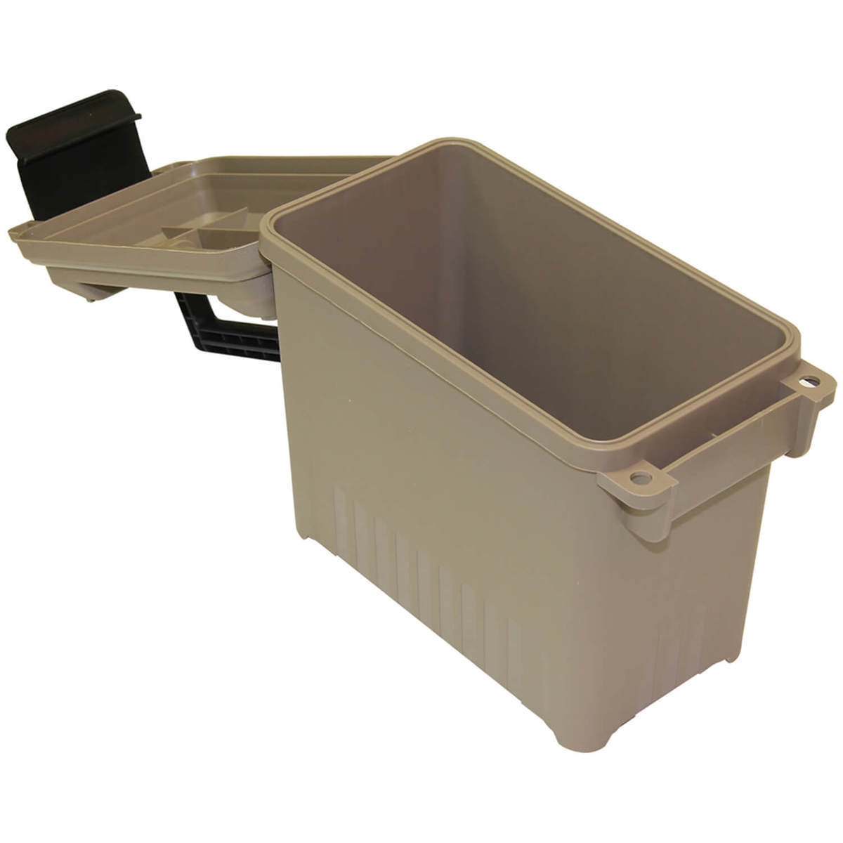 MTM 5-Can Mini Ammo Crate - Brown/Black - Brown/Black 24.6in x 8.3in x 7in MTM 5-Can Mini Ammo Crate - Brown/Black - Brown/Black 24.6in x 8.3in x 7in