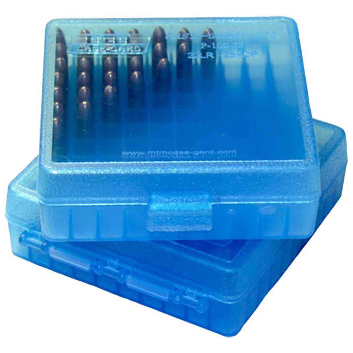MTM Pistol Ammo Box - 100 Rounds - Clear Blue MTM Pistol Ammo Box - 100 Rounds - Clear Blue