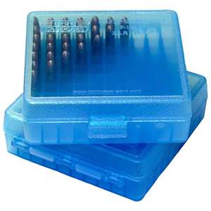 MTM Pistol 38 Special/357 Magnum Ammo Box - 100 Rounds - Clear Blue