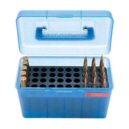MTM Rifle 50 Round Handled Ammo Box – Clear Blue