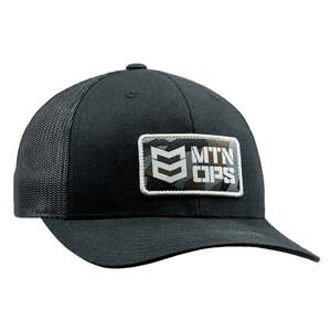 MTN OPS Stacked Patch Logo Adjustable Hat - Black - One Size Fits Most