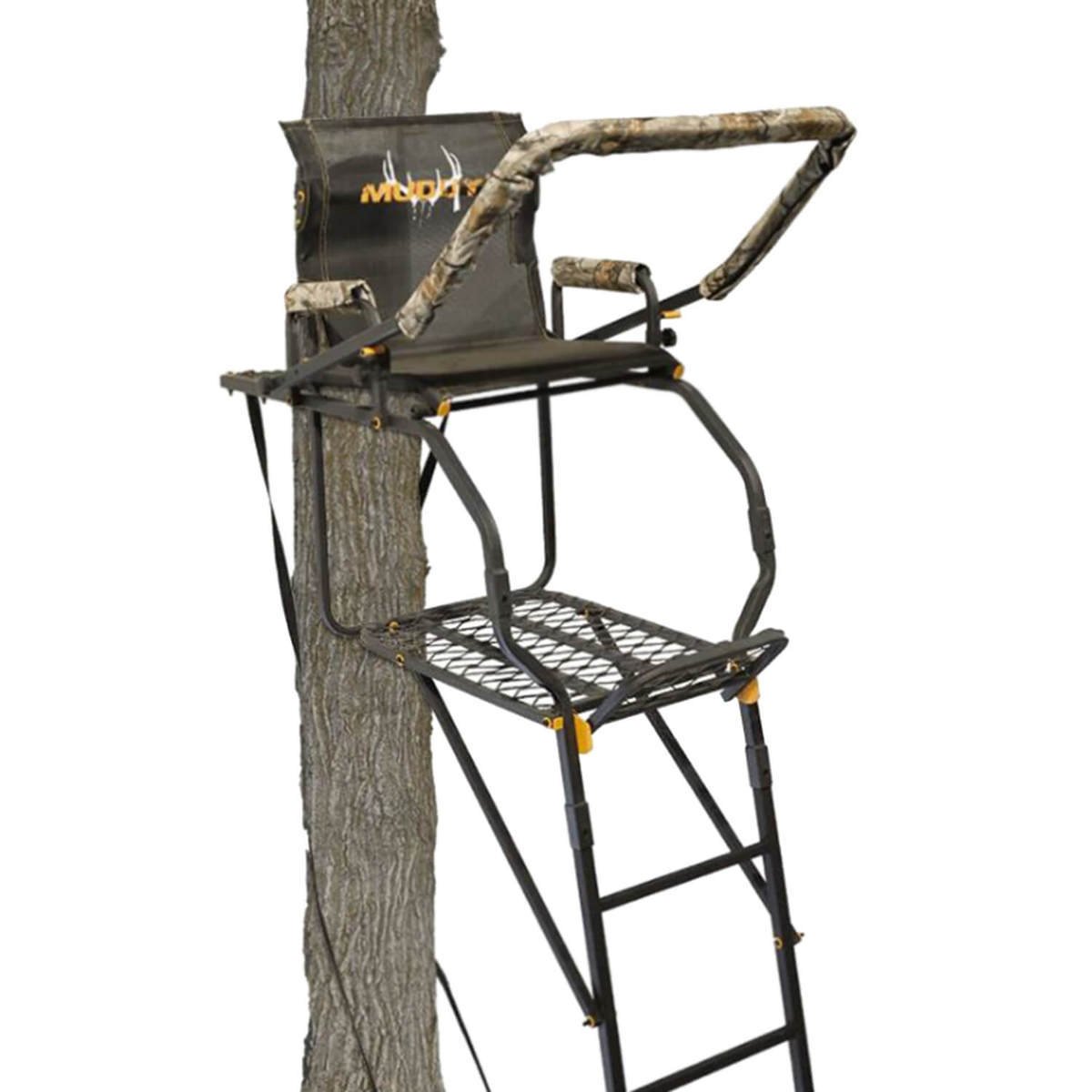 Muddy Huntsman Deluxe Treestand - Black/Orange/Camo Muddy Huntsman Deluxe Treestand - Black/Orange/Camo