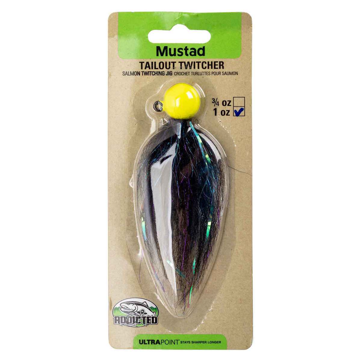 Mustad Addicted Tailout Twitcher Steelhead/Salmon Jig - Chartreuse/Midnight/Black, 1oz - Chartreuse/Midnight/Black Mustad Addicted Tailout Twitcher Steelhead/Salmon Jig - Chartreuse/Midnight/Black, 1oz - Chartreuse/Midnight/Black