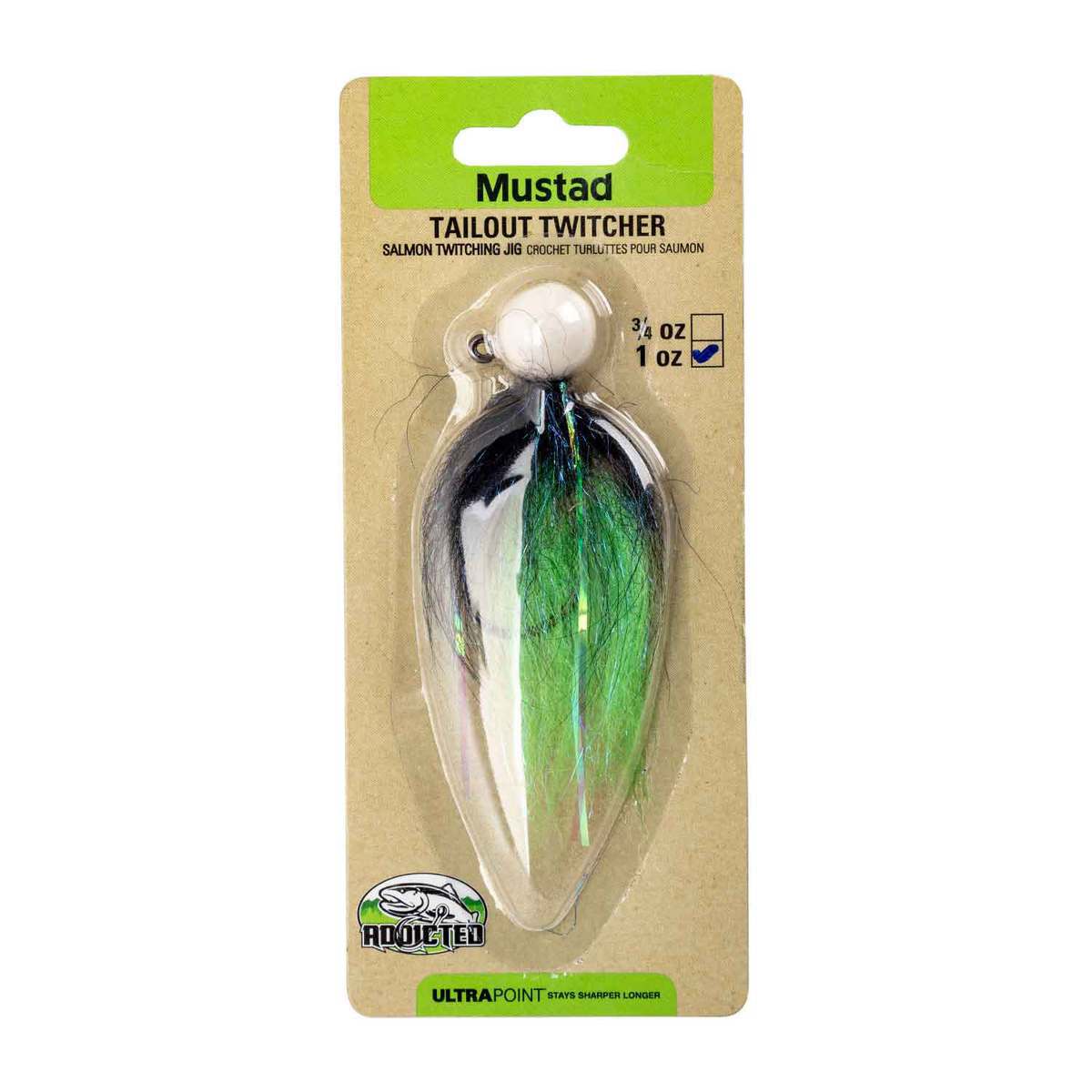 Mustad Addicted Tailout Twitcher Steelhead/Salmon Jig - Pearl/Midnight/Green, 1oz - Pearl/Midnight/Green Mustad Addicted Tailout Twitcher Steelhead/Salmon Jig - Pearl/Midnight/Green, 1oz - Pearl/Midnight/Green