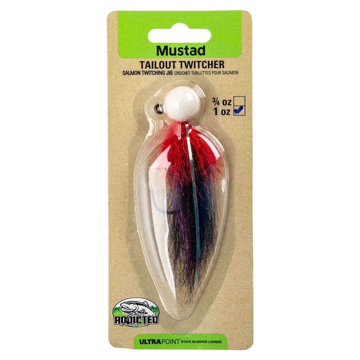 Mustad Addicted Tailout Twitcher Steelhead/Salmon Jig - Pearl/Red/Black, 1oz - Pearl/Red/Black Mustad Addicted Tailout Twitcher Steelhead/Salmon Jig - Pearl/Red/Black, 1oz - Pearl/Red/Black