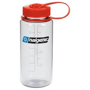 Nalgene Tritan Clear with Red Lid 16oz Wide Mouth Water Bottle