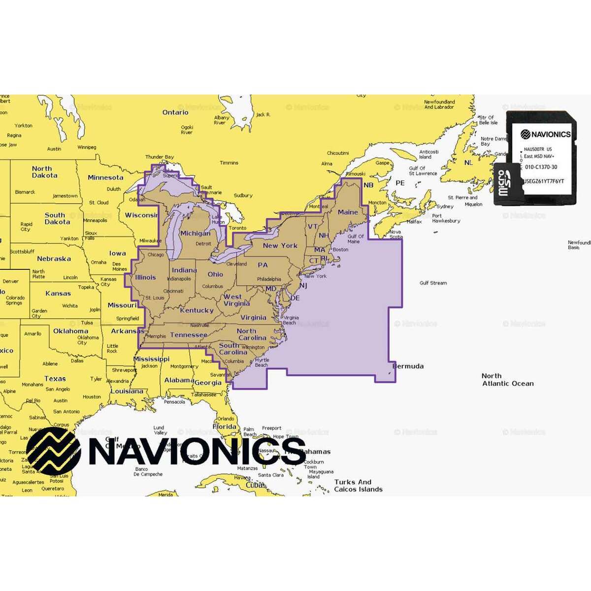 Navionics Platinum HotMaps U.S. East Region SD Card Map Software ...