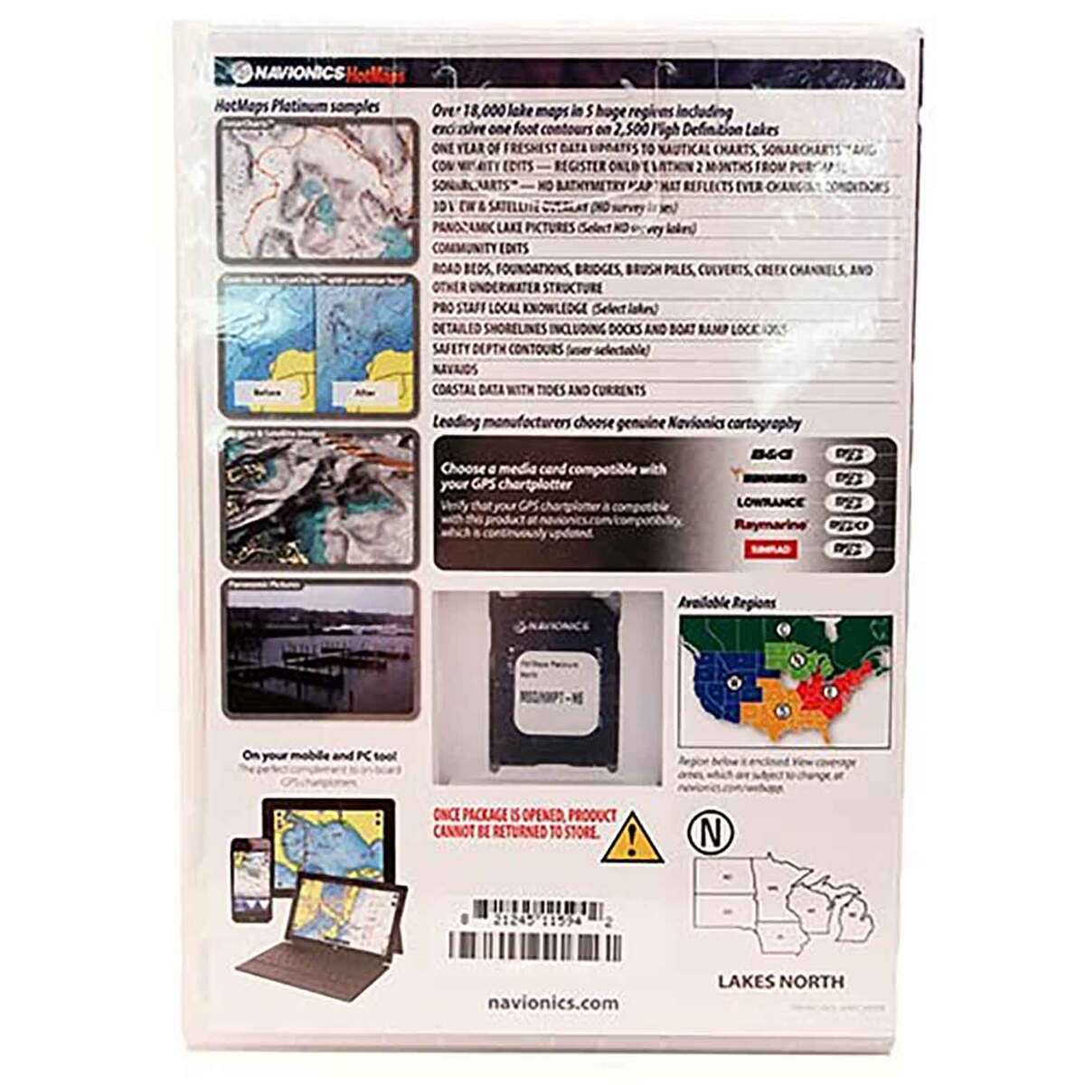 Navionics Platinum HotMaps U.S. North Lakes SD Card Map Software ...