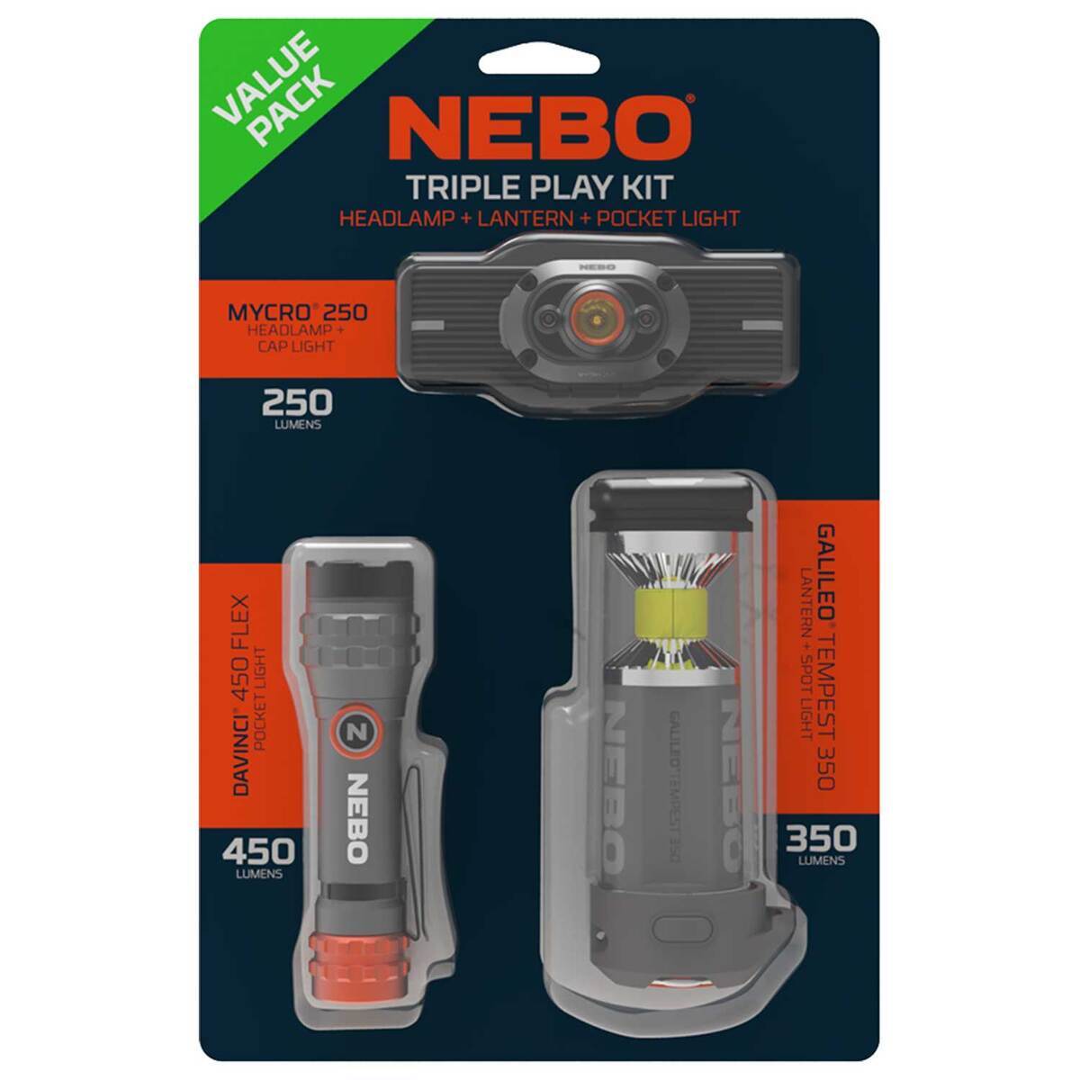NEBO Triple Play Kit - Gray NEBO Triple Play Kit - Gray