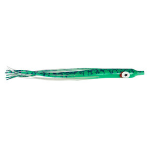 Silver Horde Needlefish Squid Skirt - Glow Green, 3.5in, 5pk