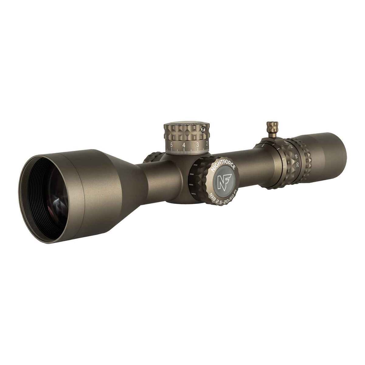 Nightforce NX8 ZeroStop 2.5-20x 50mm Illuminated Dark Earth Rifle Scope - Mil-XT - Brown Nightforce NX8 ZeroStop 2.5-20x 50mm Illuminated Dark Earth Rifle Scope - Mil-XT - Brown