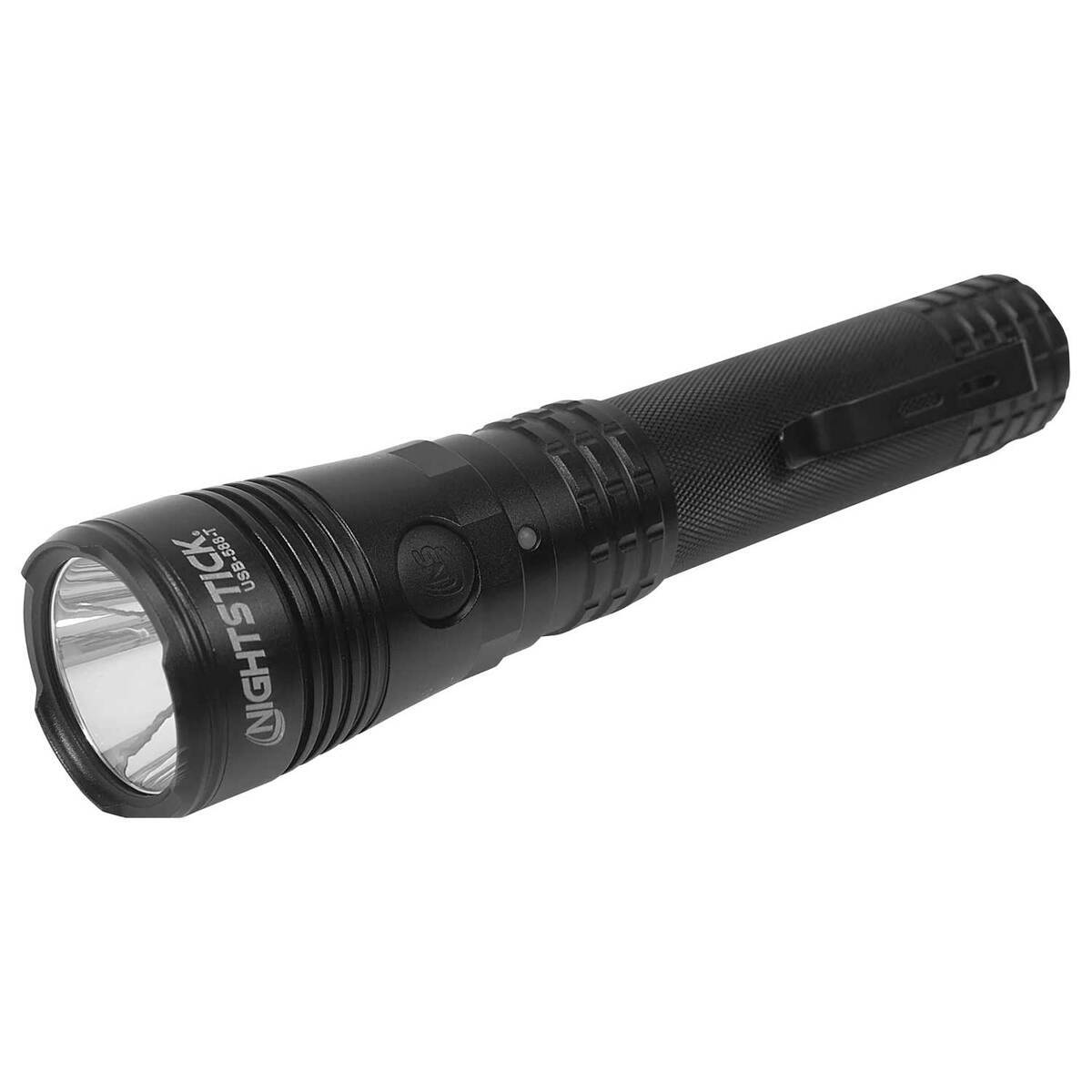Double Flashlight Nightstick Turbo High Candela USB Dual-Light Rechargeable Tactical ...