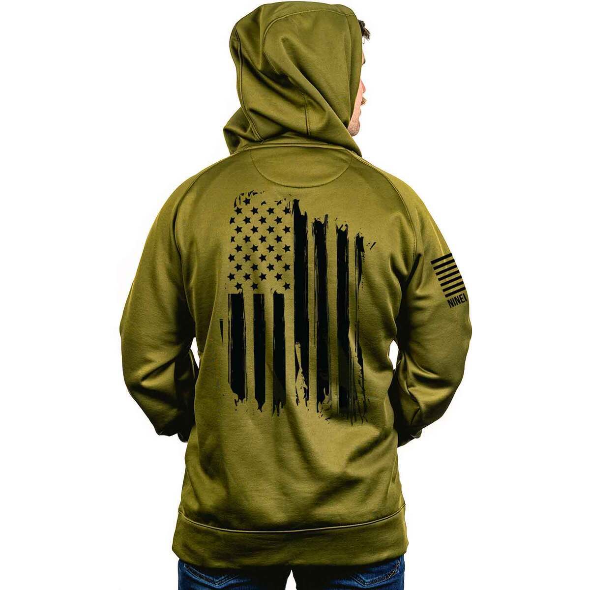 Nine Line Raglan Tailgater America Casual Hoodie - Olive - XL - Olive ...