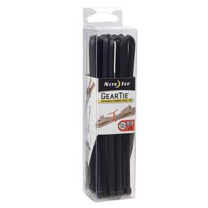 Nite Ize 12 inch Gear Tie ProPack Reusable Rubber Twist Tie - 12 Pack Black