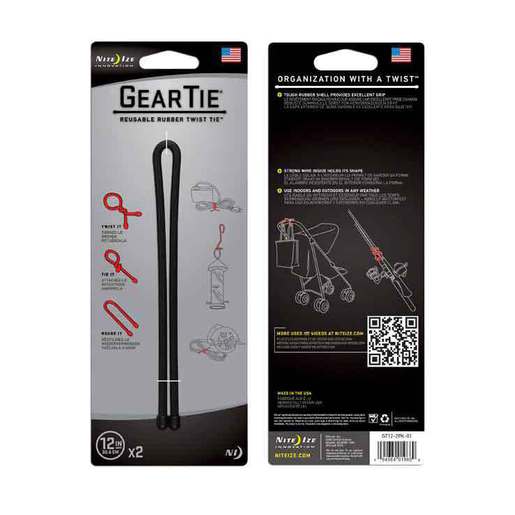 Nite Ize 12in Gear Tie 2 Pack - Black 2 - Nite Ize