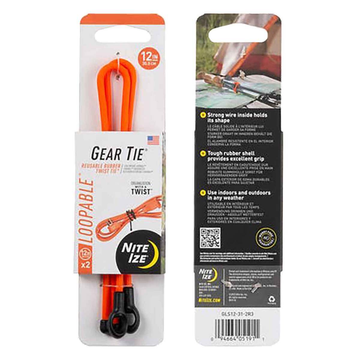 Nite Ize 12in Gear Tie Loopable Twist Tie - 2 Pack Nite Ize 12in Gear Tie Loopable Twist Tie - 2 Pack