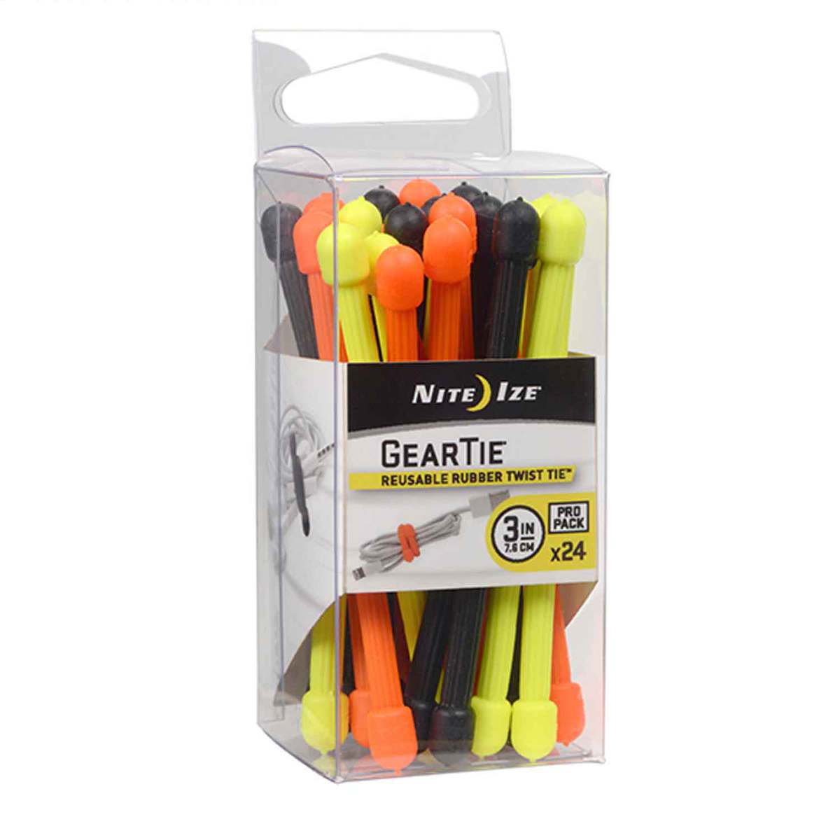 Nite Ize 3 inch Gear Tie Reusable Rubber Twist Tie - Black/Yellow/Orange 3in Nite Ize 3 inch Gear Tie Reusable Rubber Twist Tie - Black/Yellow/Orange 3in
