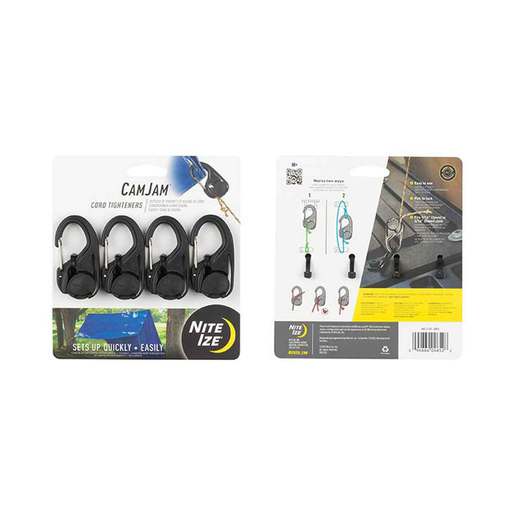 Nite Ize CamJam Cord Tightener - 4 Pack - Black 1.36in x 2.63in x 0.59in - Nite Ize