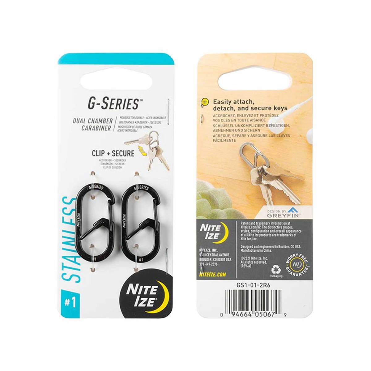 Nite Ize G-Series 1 Dual Chamber Carabiner - 2 Pack Nite Ize G-Series 1 Dual Chamber Carabiner - 2 Pack
