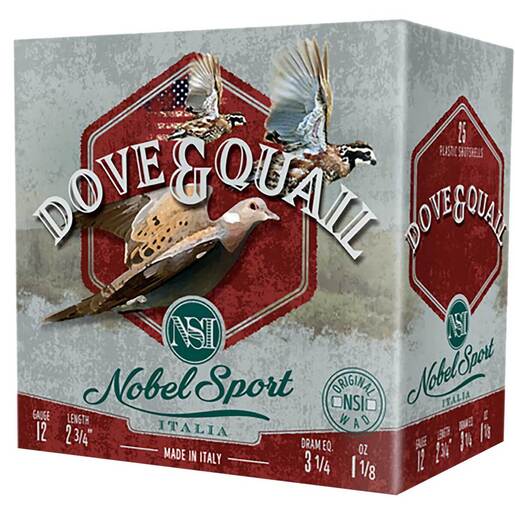 Nobel Dove & Quail 12 Gauge 2.75in #8 1 1/8oz Shotshells Ammo - 25 Rounds Ammo - #8 25 Rounds - #8 Ammo