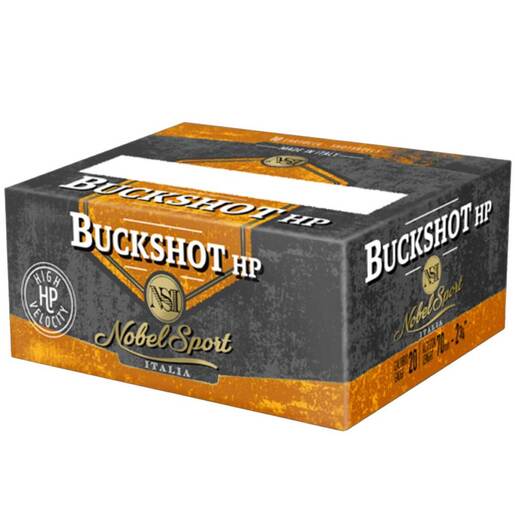NobelSport Italia Buckshot HP 20 Gauge 2 3/4in 4BK 20 Pellets High Velocity Buckshot Ammo - 10 Rounds Ammo - 20 Pellets 10 Rounds - 20 Pellets Ammo