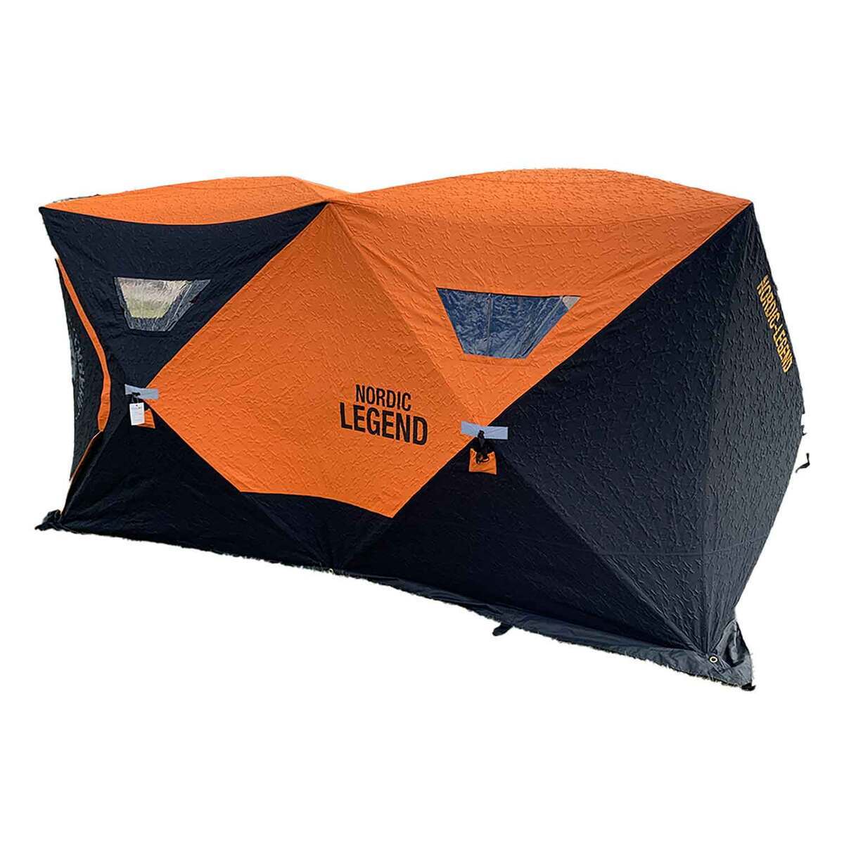 Nordic Legend Aurora Double Hub Ice Fishing Shelter - Orange, Black Nordic Legend Aurora Double Hub Ice Fishing Shelter - Orange, Black