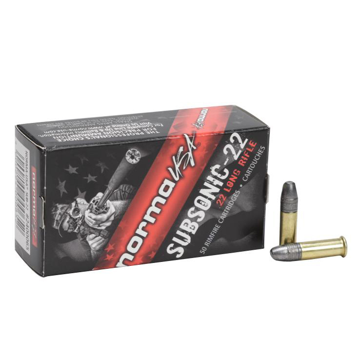 norma subsonic 22 long rifle 40gr lhp rimfire ammo 50 rounds