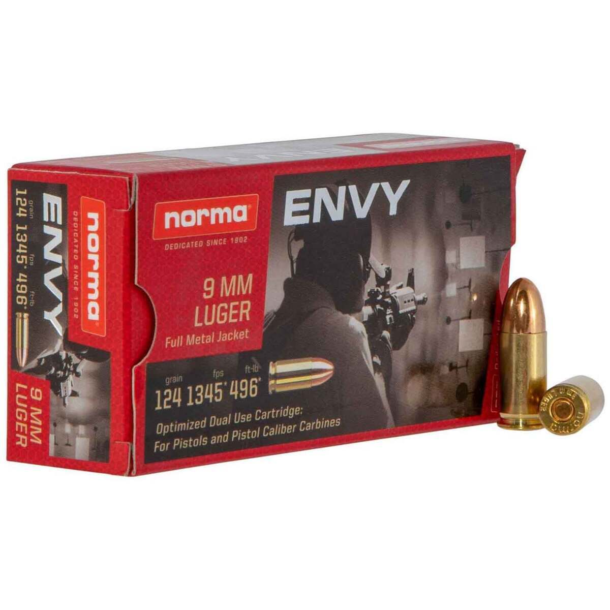 Norma Envy 9mm Luger 124gr FMJ Handgun Ammo - 50 Rounds Norma Envy 9mm Luger 124gr FMJ Handgun Ammo - 50 Rounds