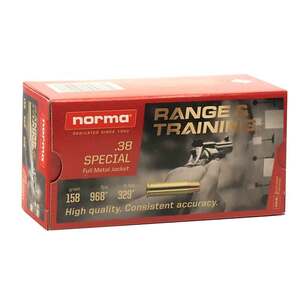 Norma Range & Training 38 Special 158gr FMJ Handgun Ammo - 50 Rounds