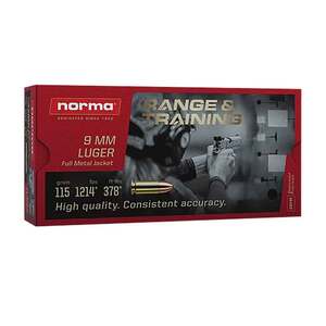 Norma Range & Training 9mm Luger 115gr FMJ Handgun Ammo - 50 Rounds