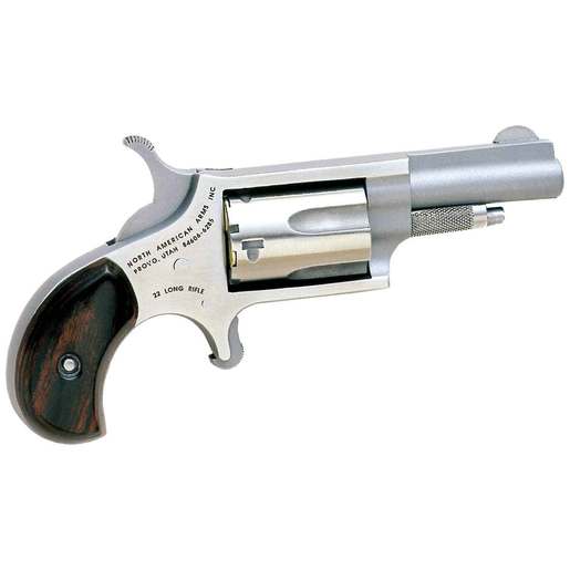 North American Arms 22 Long Rifle 1.6in Stainless Steel with Rosewood Birdshead Grips Mini Revolver - 5 Rounds - Compact image
