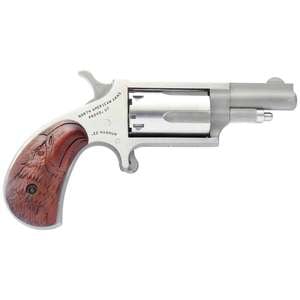 North American Arms 22 WMR (22 Mag) 2.25in Stainless Steel w/ Eagle Head Wood Grips Mini Revolver - 5 Rounds