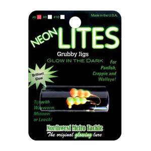 Northwest Metro Tackle Grubby Glow Jigs Ice Fishing Jig - Glow Green/Orange,
