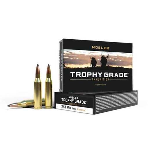 Nosler 243 Winchester 100gr Trophy Grade Rifle Ammo Ammo - 20 Rounds 20 Rounds Ammo