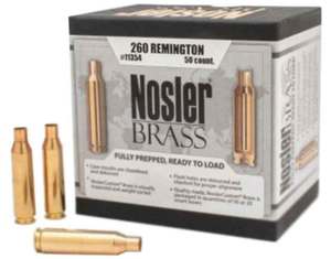 Nosler 260 Remington Reloading Rifle Brass - 50 Count