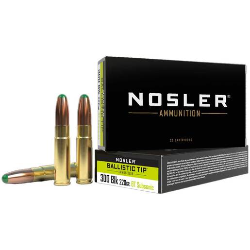 Nosler 300 AAC Blackout 220gr Ballistic Tip Subsonic Rifle Ammo Ammo - 20 Rounds 20 Rounds Ammo