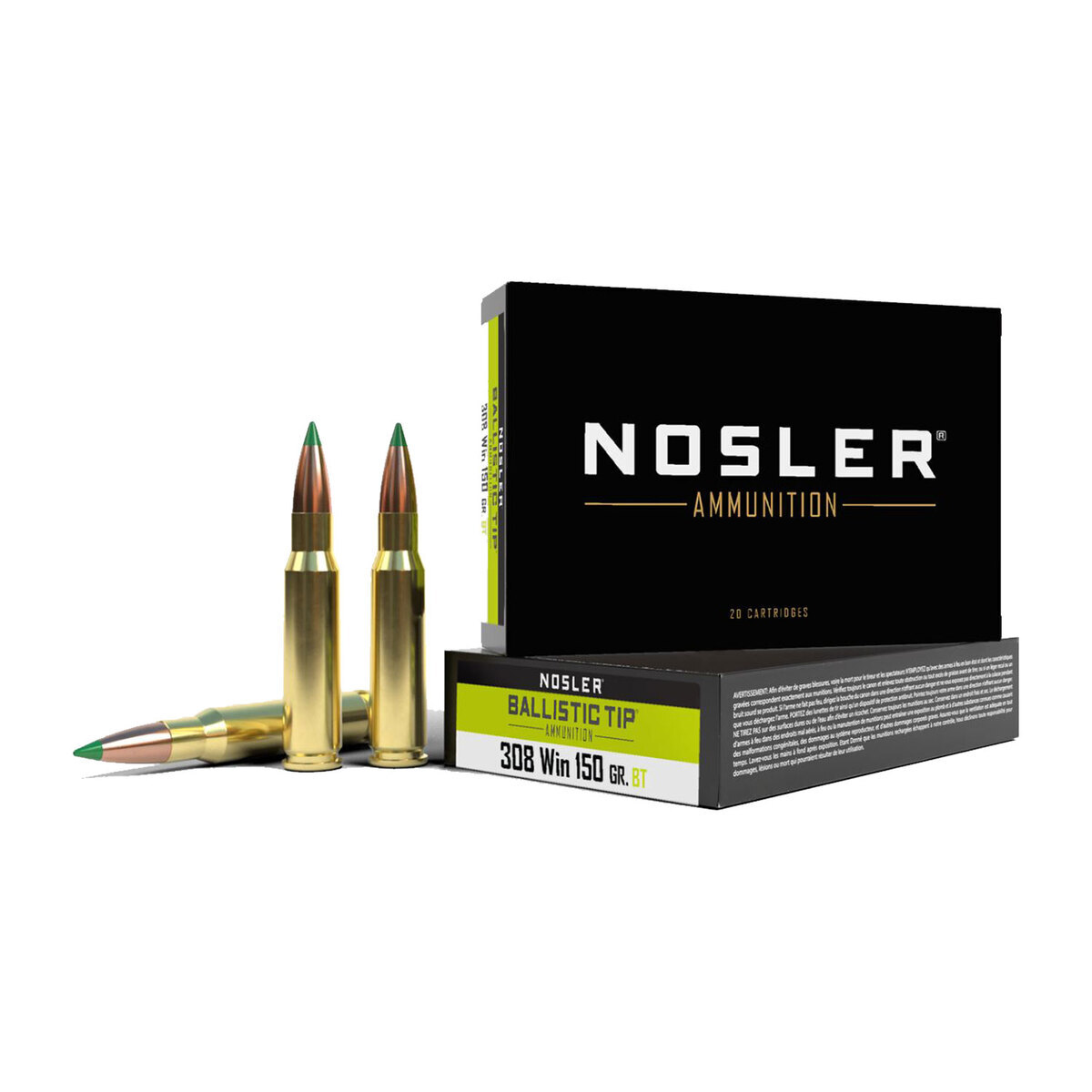 Nosler 308 Winchester 150gr Ballistic Tip Hunting Rifle Ammo - 20 Rounds Nosler 308 Winchester 150gr Ballistic Tip Hunting Rifle Ammo - 20 Rounds