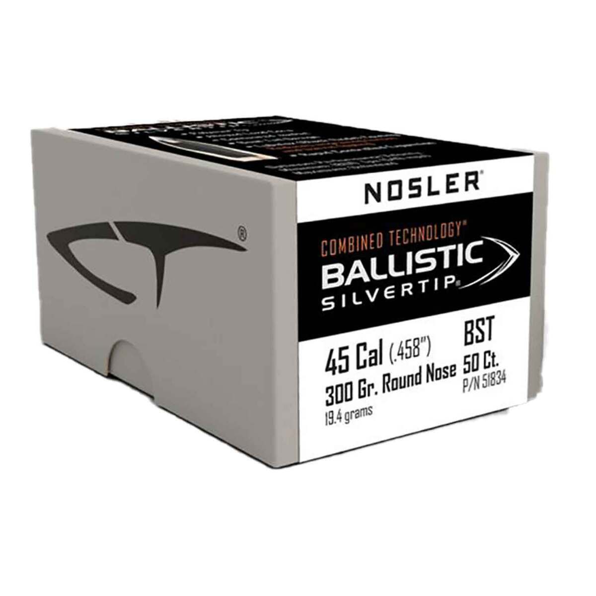 Nosler Cann Ballistic Silvertip 458 Caliber 300gr Round Nose Handgun Ammo - 50 Rounds Nosler Cann Ballistic Silvertip 458 Caliber 300gr Round Nose Handgun Ammo - 50 Rounds