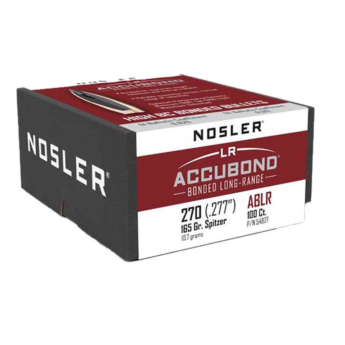 Nosler AccuBond Long Range 270 Caliber/6.8mm 165gr Spitzer Point Reloading Bullets - 100 Rounds Nosler AccuBond Long Range 270 Caliber/6.8mm 165gr Spitzer Point Reloading Bullets - 100 Rounds