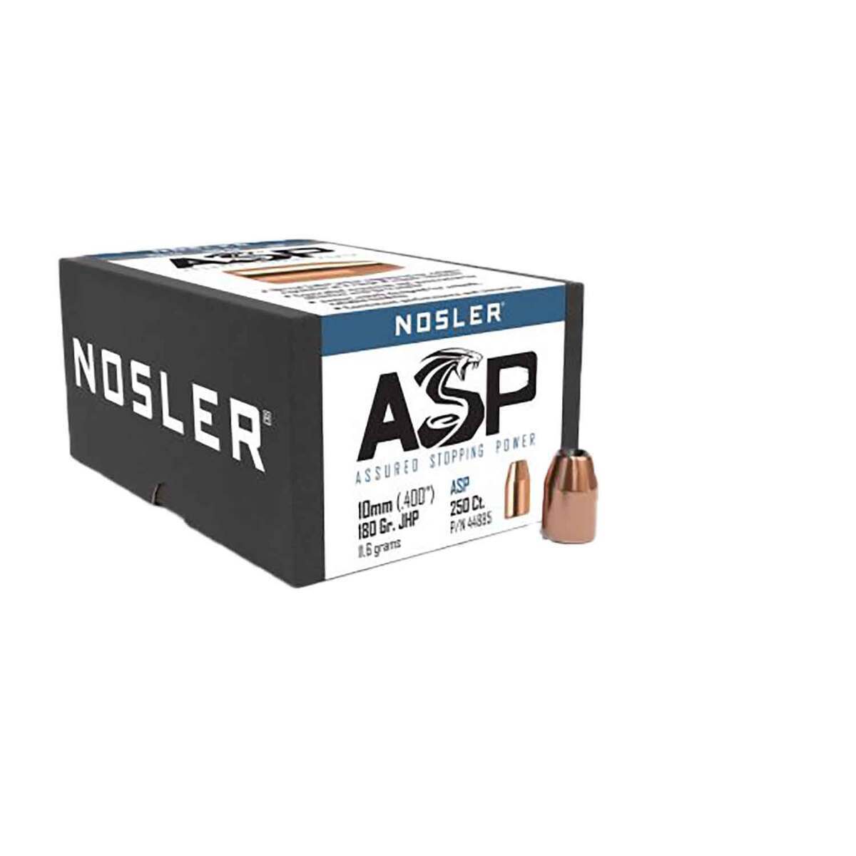 Nosler ASP 40 Caliber/10mm 180gr JHP Reloading Bullets - 250 Rounds Nosler ASP 40 Caliber/10mm 180gr JHP Reloading Bullets - 250 Rounds