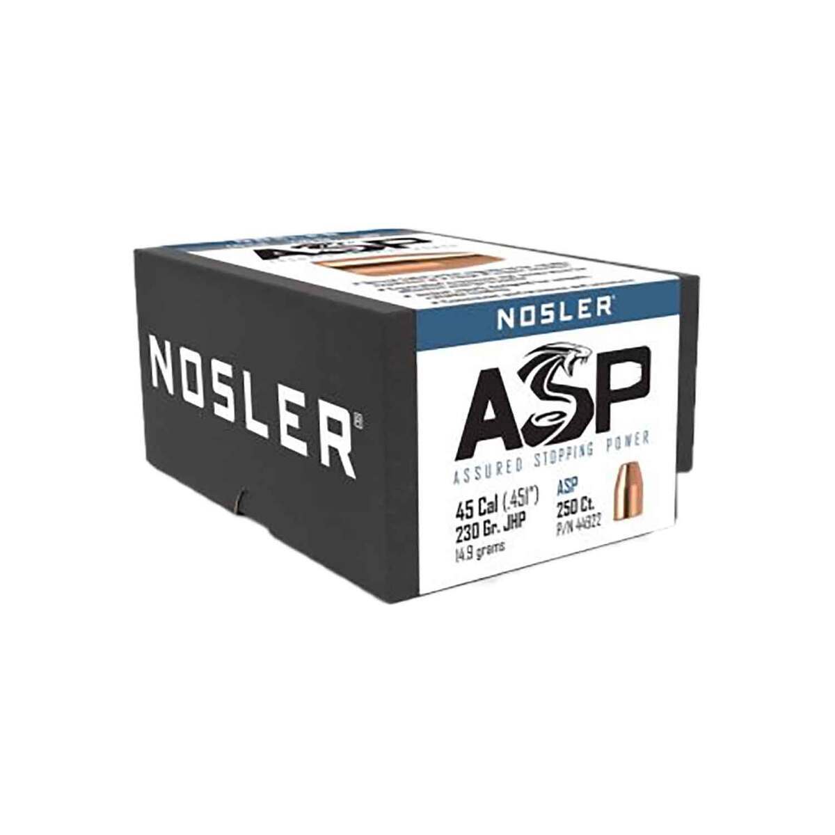 Nosler ASP 45 Caliber 230gr JHP Reloading Bullets - 250 Rounds Nosler ASP 45 Caliber 230gr JHP Reloading Bullets - 250 Rounds