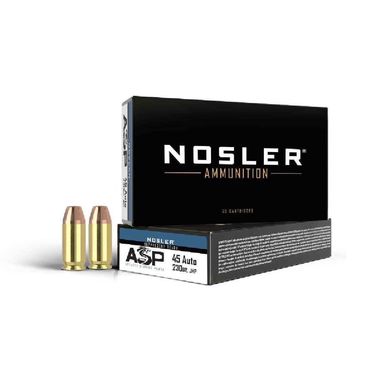 Nosler Assured Stopping Power 45 Auto (ACP) 230gr JHP Handgun Ammo - 20 Rounds Nosler Assured Stopping Power 45 Auto (ACP) 230gr JHP Handgun Ammo - 20 Rounds