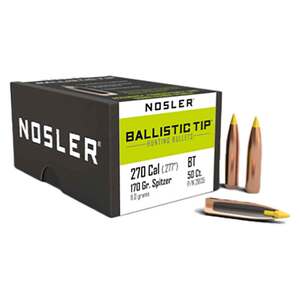 Nosler Ballistic Tip Hunting 270 Caliber Ballistic Tip 170gr Reloading Bullets - 50 Count