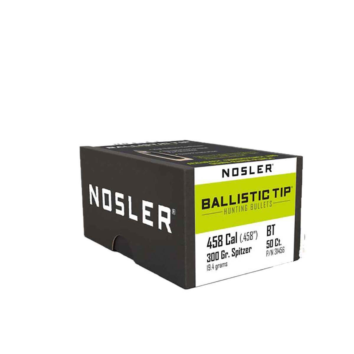 Nosler Ballistic Tip Hunting 458 Caliber 300gr Spitzer Point Reloading Bullets - 50 Rounds Nosler Ballistic Tip Hunting 458 Caliber 300gr Spitzer Point Reloading Bullets - 50 Rounds