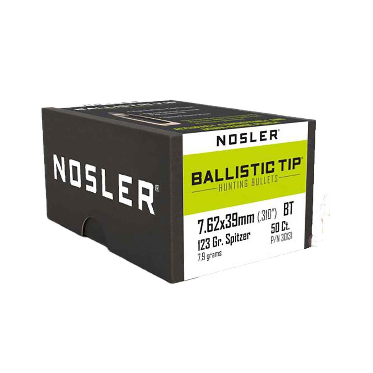 Nosler Ballistic Tip Hunting 310 Caliber/7.62 123gr Spitzer Point Reloading Bullets - 50 Rounds Nosler Ballistic Tip Hunting 310 Caliber/7.62 123gr Spitzer Point Reloading Bullets - 50 Rounds