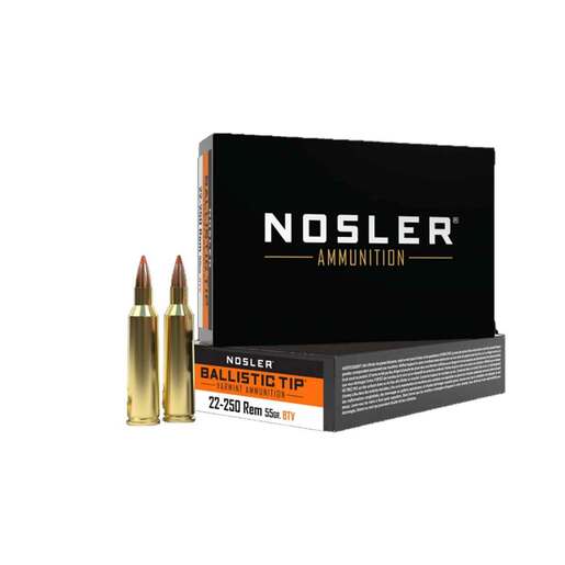 Nosler Ballistic Tip Varmint 22-250 Remington 55gr Ballistic Tip Rifle Ammo Ammo - 20 Rounds 20 Rounds Ammo