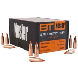 Nosler Ballistic Tip Varmint 22 Caliber/224 Ballistic Tip 50gr Reloading Bullets - 250 Count